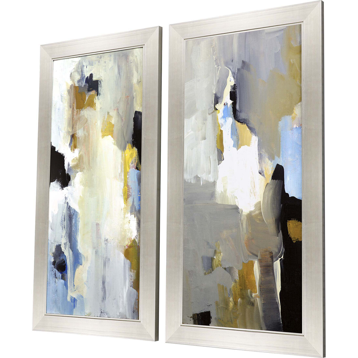 Abstract Blue and Yellow and Black and White Framed Art