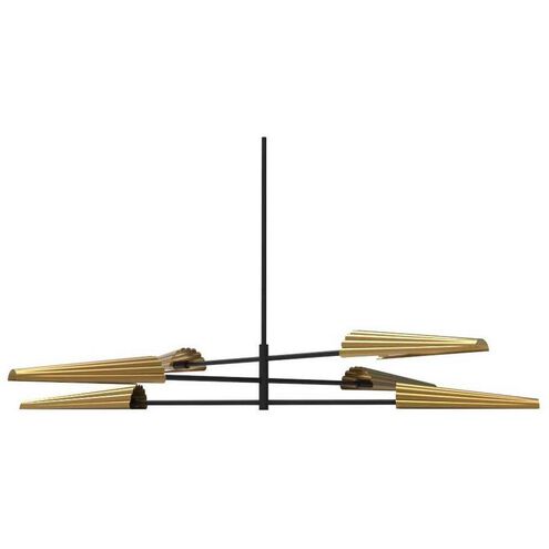 Cassie 6 Light 47.75 inch Matte Black with Aged Brass Chandelier Ceiling Light