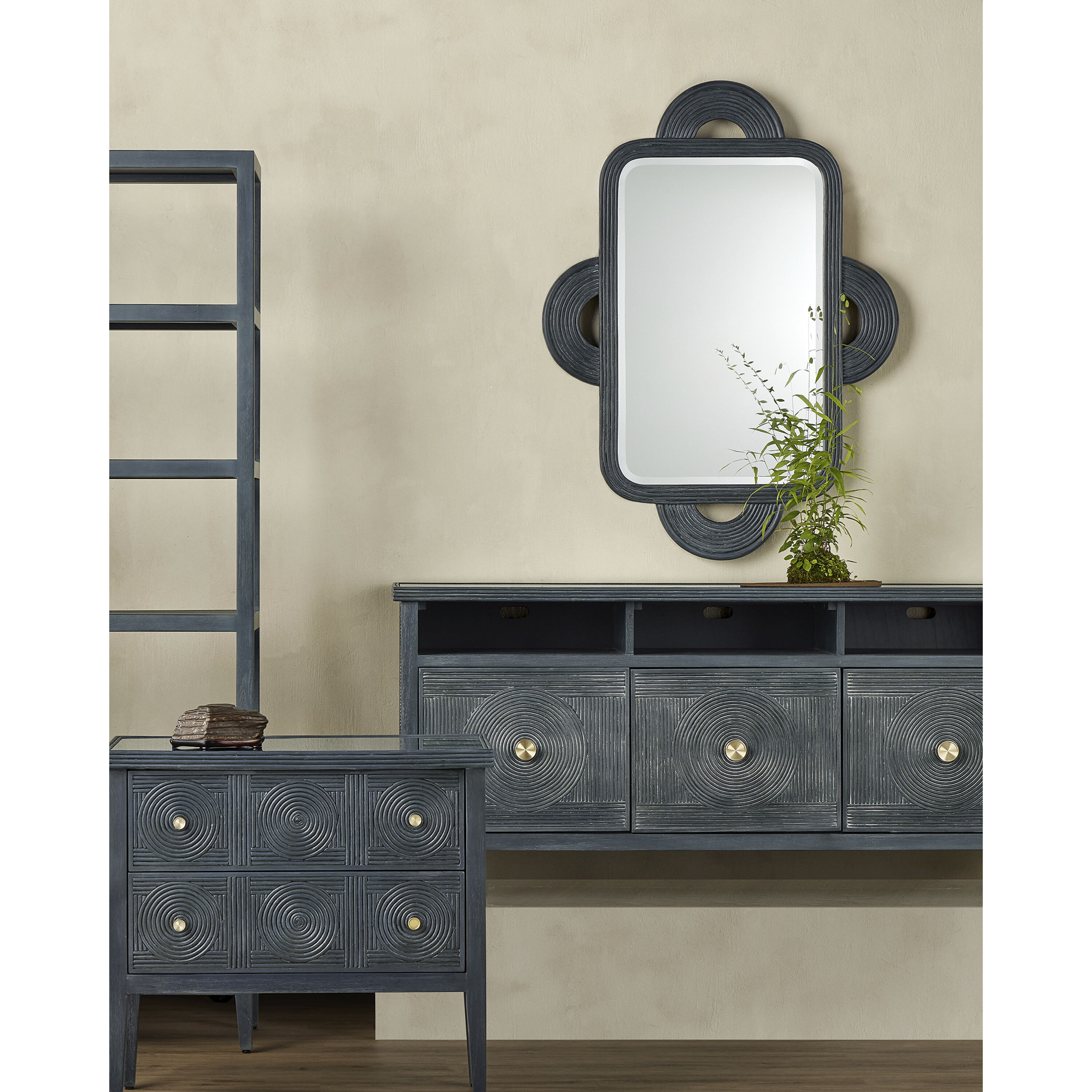 Santos 47.25 X 35.25 inch Vintage Navy and Mirror Mirror