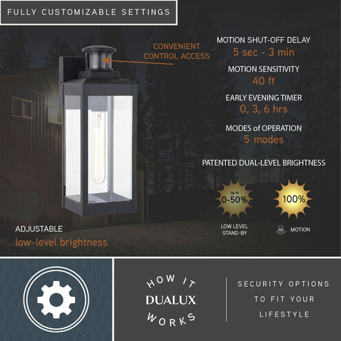 Kinzie Textured Black Outdoor Motion Sensor