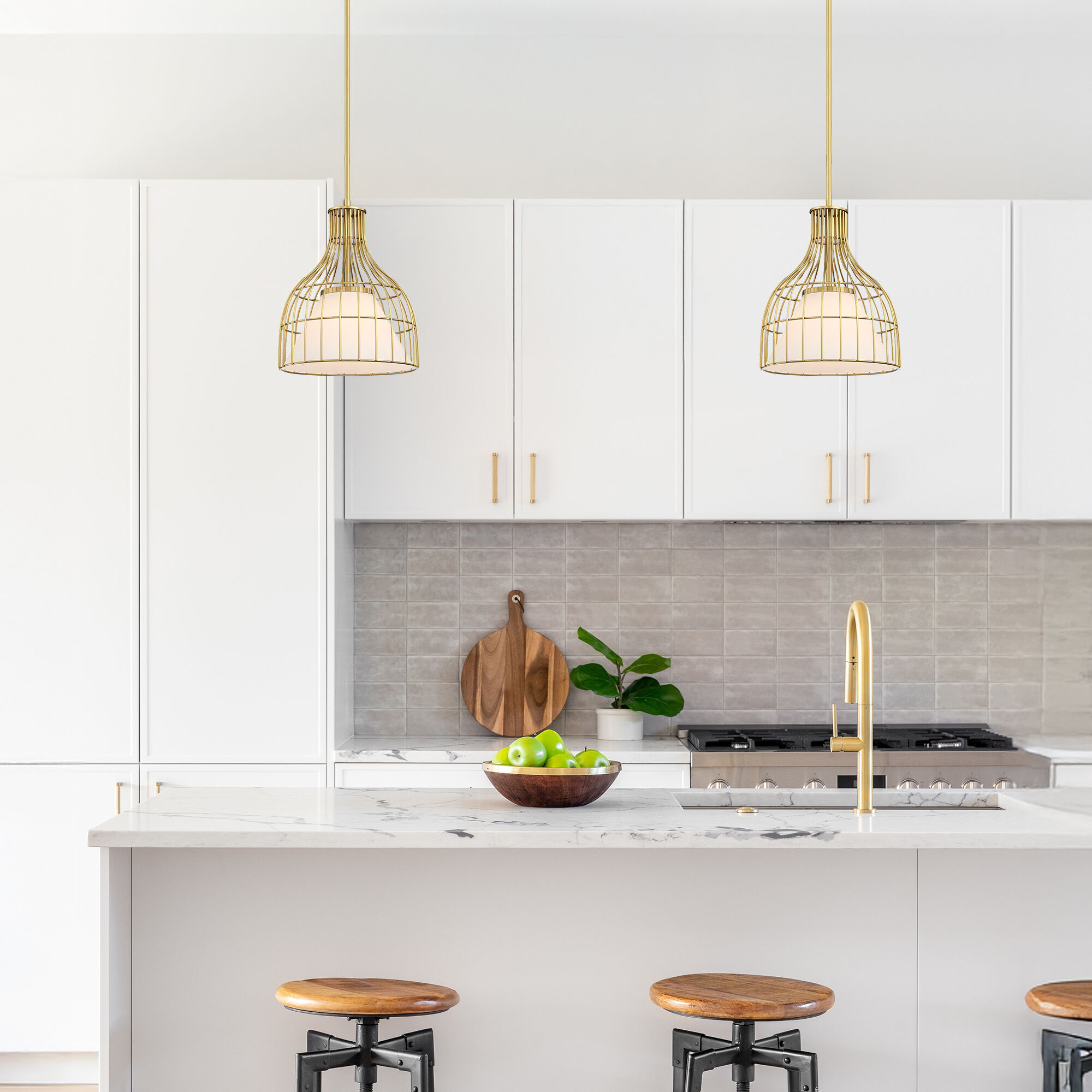 Evensong LED 12 inch Brushed Gold Pendant Ceiling Light