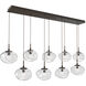 Nova LED LED Flat Bronze Linear Pendant Ceiling Light in 2700K LED, Floret Inner - Clear Outer, Multi-Port