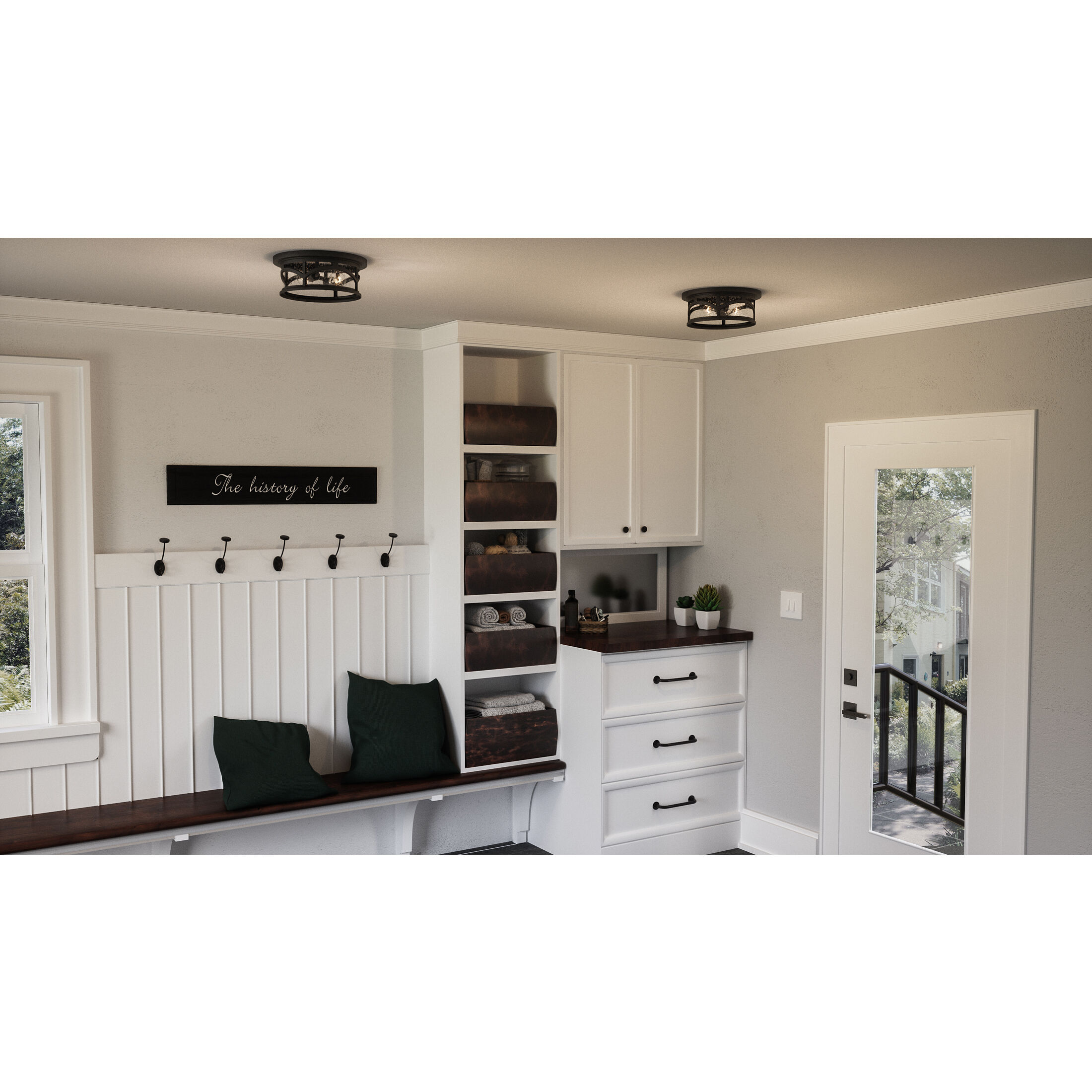 Marblehead 2 Light 13 inch Mystic Black Outdoor Flush Mount