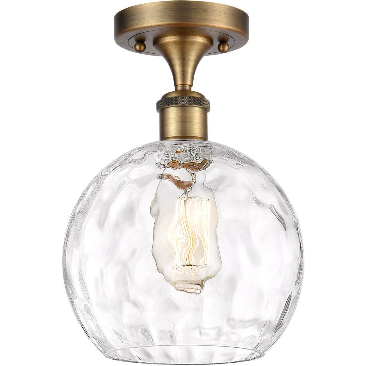 Ballston Athens Water Glass 1 Light 8 inch Brushed Brass Semi-Flush Mount Ceiling Light