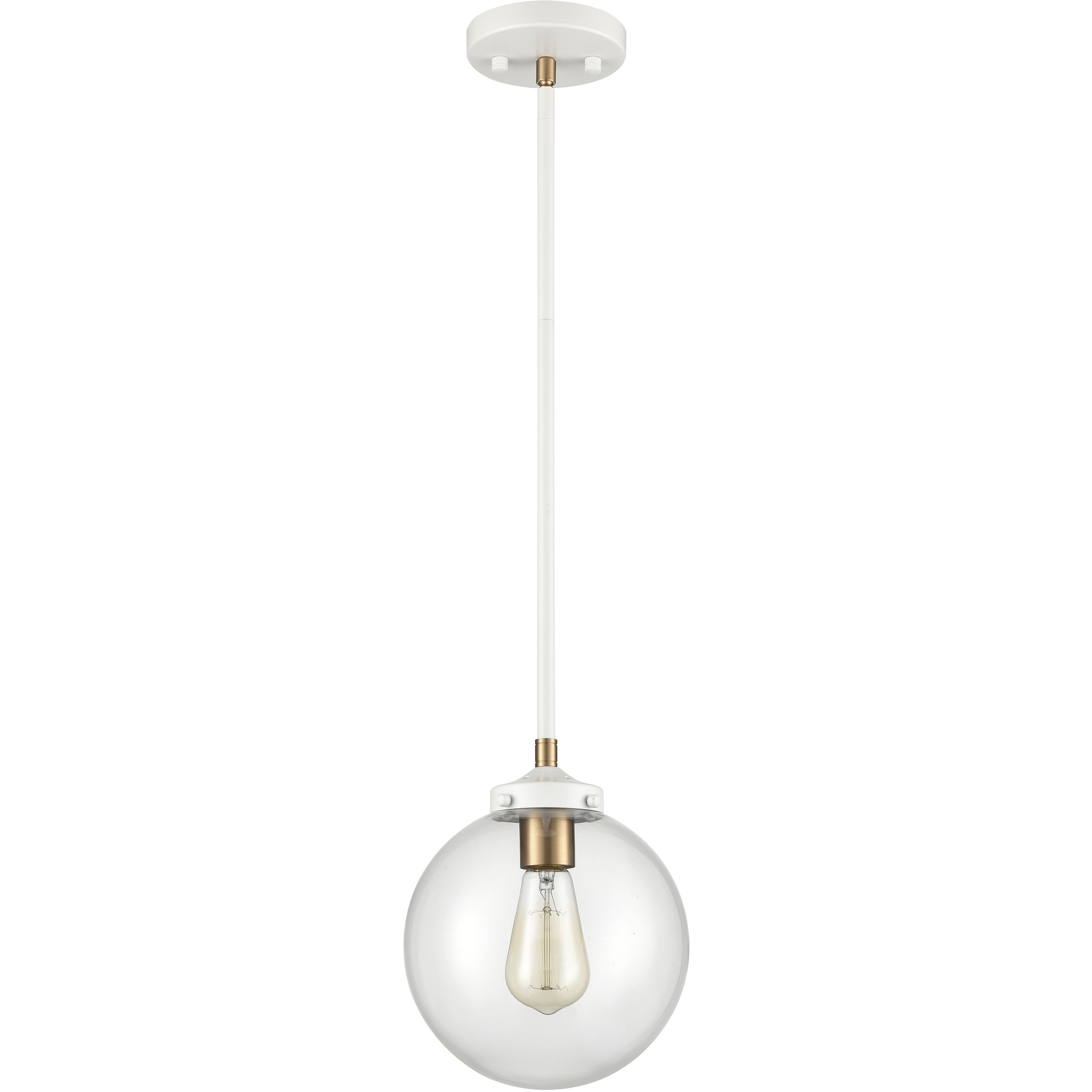 Boudreaux 1 Light 8 inch Matte White with Satin Brass Mini Pendant Ceiling Light