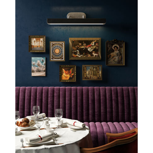 Valise Picture 32 watt 35.4 inch Aged Nickel and Tuxedo Leather Picture Light Wall Light