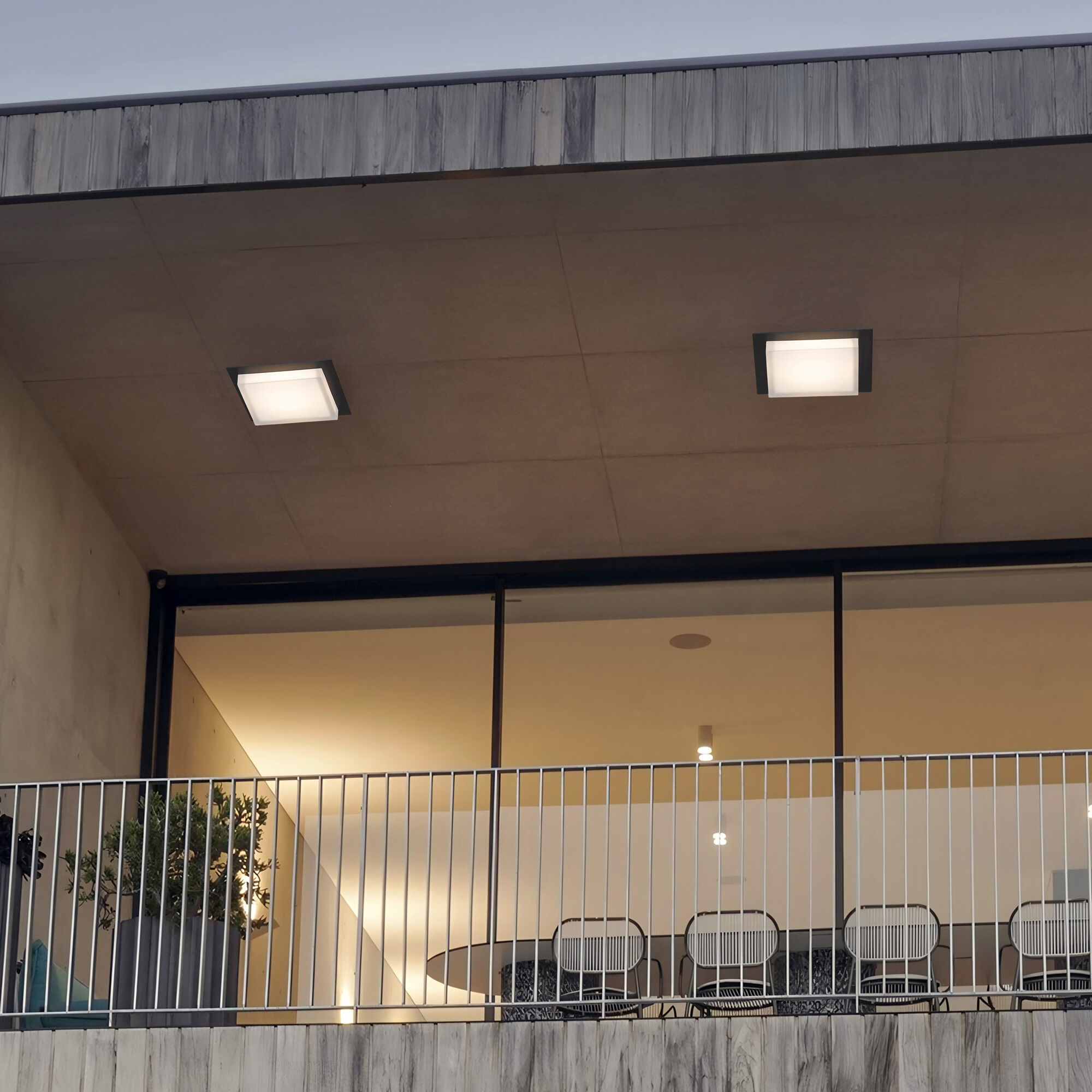 Foursquare LED 14 inch Sand Black Outdoor Flush Mount