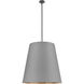 Calor 3 Light 30 inch Gray Linen withgold Parchmen and Urban Bronze Pendant Ceiling Light