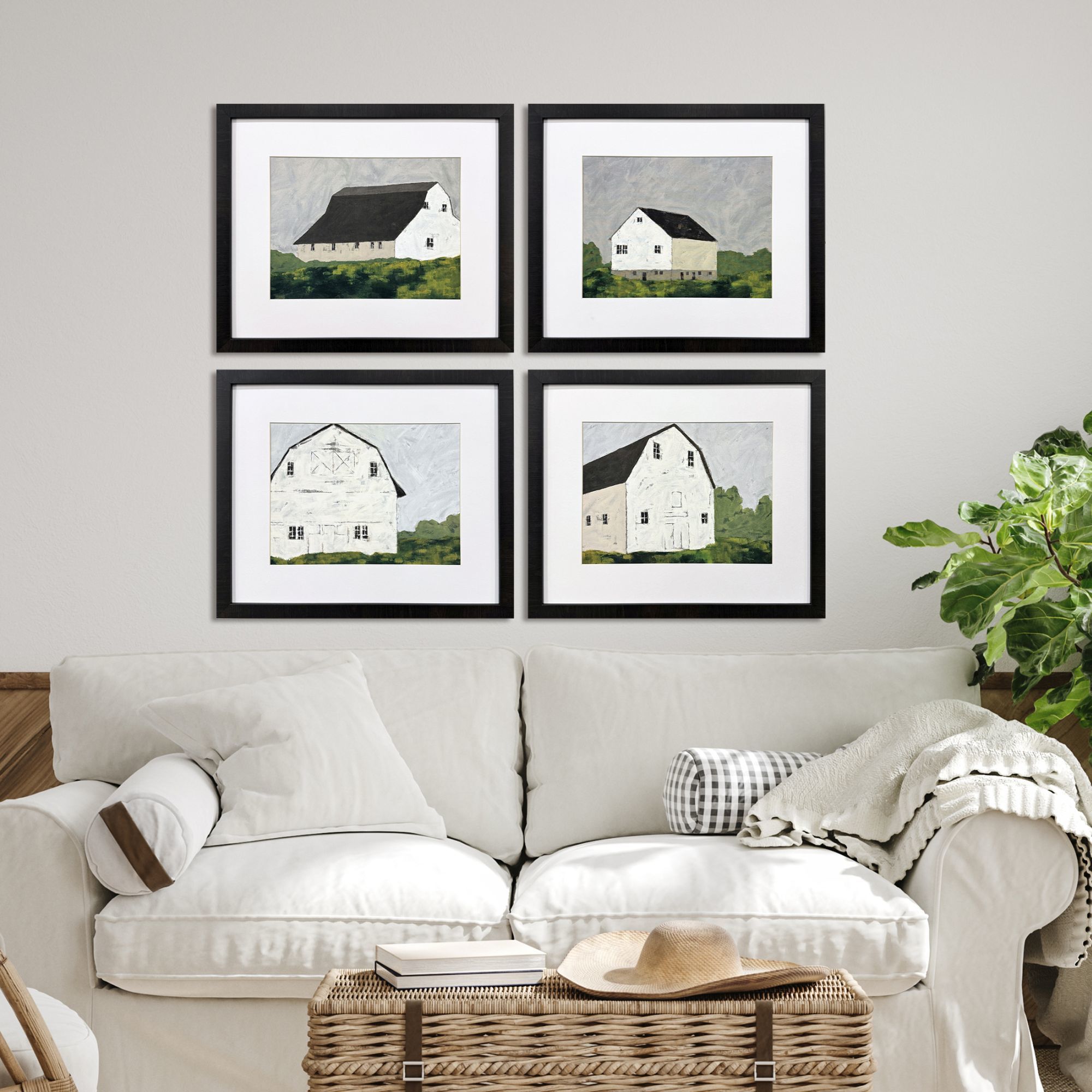 Rural Escape Multi and Green and White and Black Framed Art, Propac