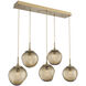 Aster LED LED 42.2 inch Gilded Brass Linear Pendant Ceiling Light in 3000K LED, Geo Inner - Bronze Outer, Multi-Port