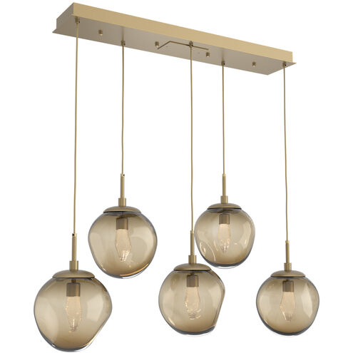 Aster LED LED 42.2 inch Gilded Brass Linear Pendant Ceiling Light in 3000K LED, Geo Inner - Bronze Outer, Multi-Port