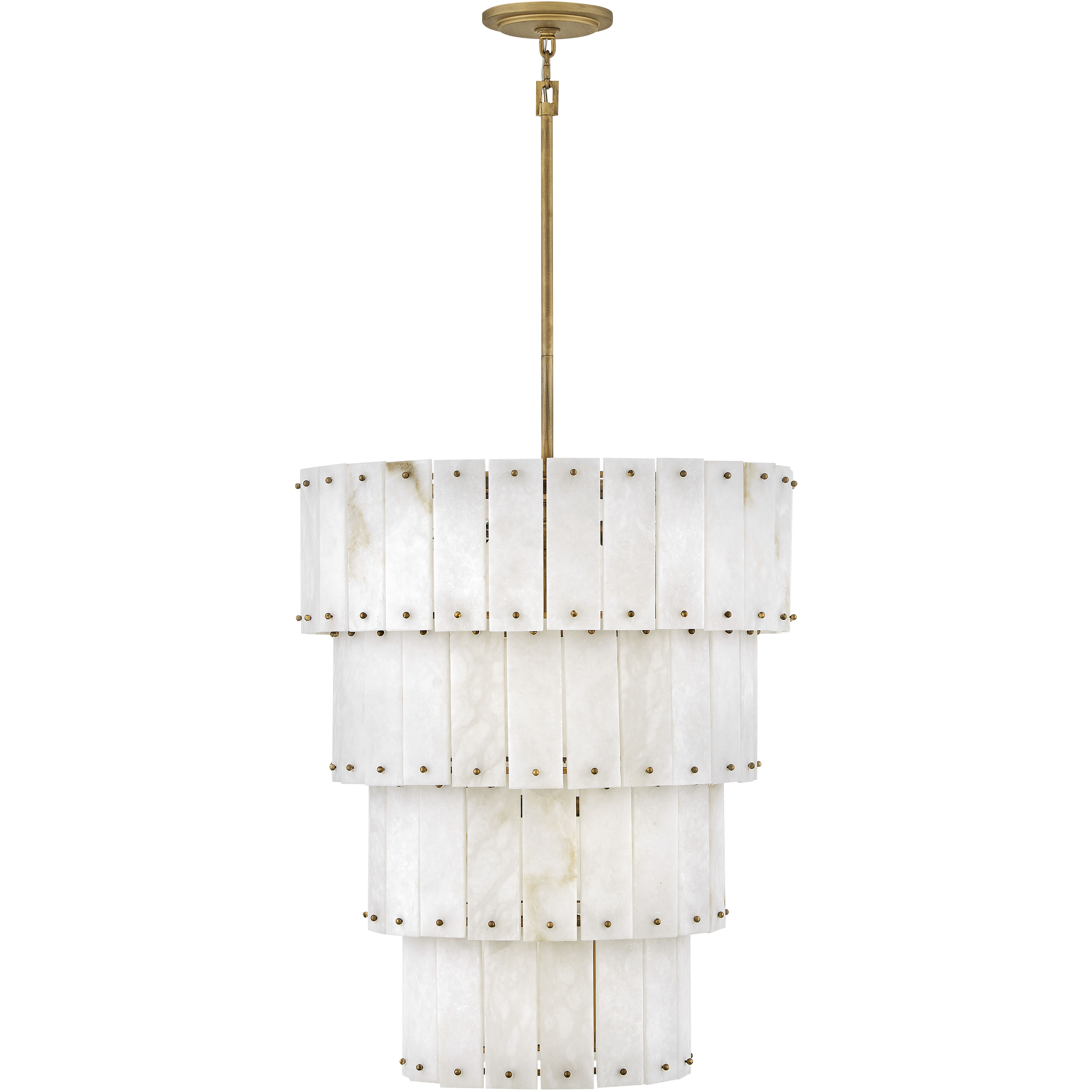 Simone LED 24 inch Burnished Gold Chandelier Ceiling Light in Alabaster, Multi Tier