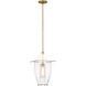 Ray Booth Ovalle LED 13 inch Antique-Burnished Brass Lantern Pendant Ceiling Light