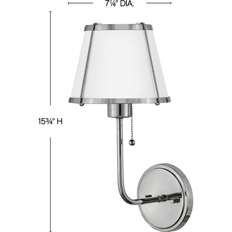 Clarke 1 Light 7.25 inch Polished Nickel Sconce Wall Light in Polished Nickel with Matte White
