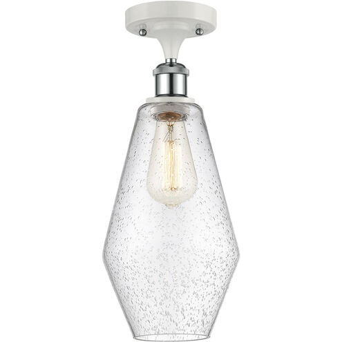 Ballston Cindyrella LED 7 inch White and Polished Chrome Semi-Flush Mount Ceiling Light in Seedy Glass