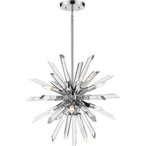 Burst 6 Light 24.75 inch Chrome Chandelier Ceiling Light in 33