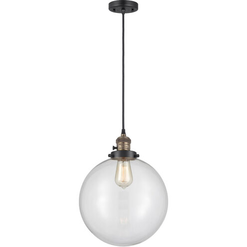 Franklin Restoration Beacon LED 12 inch Black Antique Brass Mini Pendant Ceiling Light