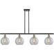Ballston Athens LED 48 inch Black Antique Brass Island Light Ceiling Light in Clear Crackle Glass, Ballston
