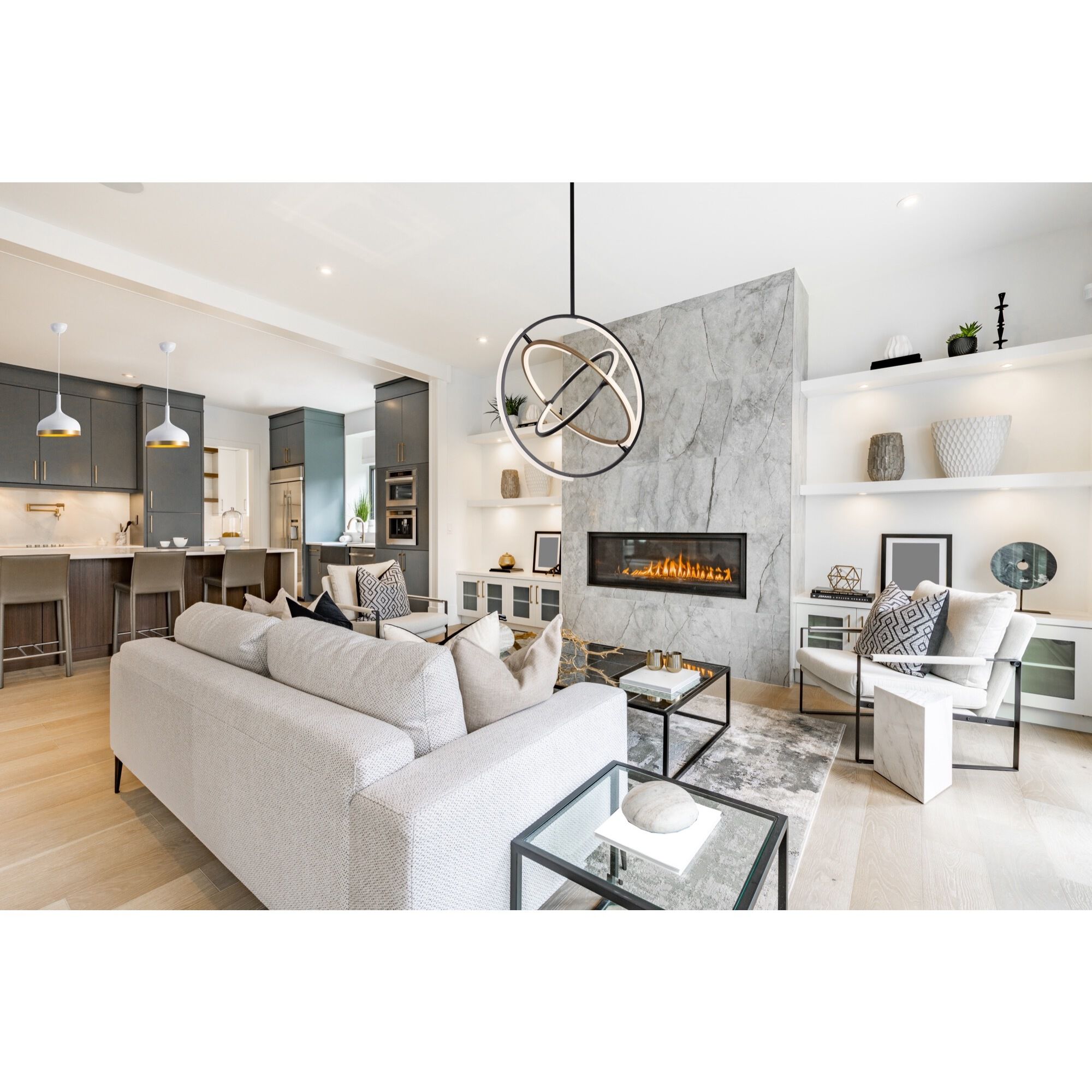 Trilogy LED 24 inch Black and Brass Pendant Ceiling Light