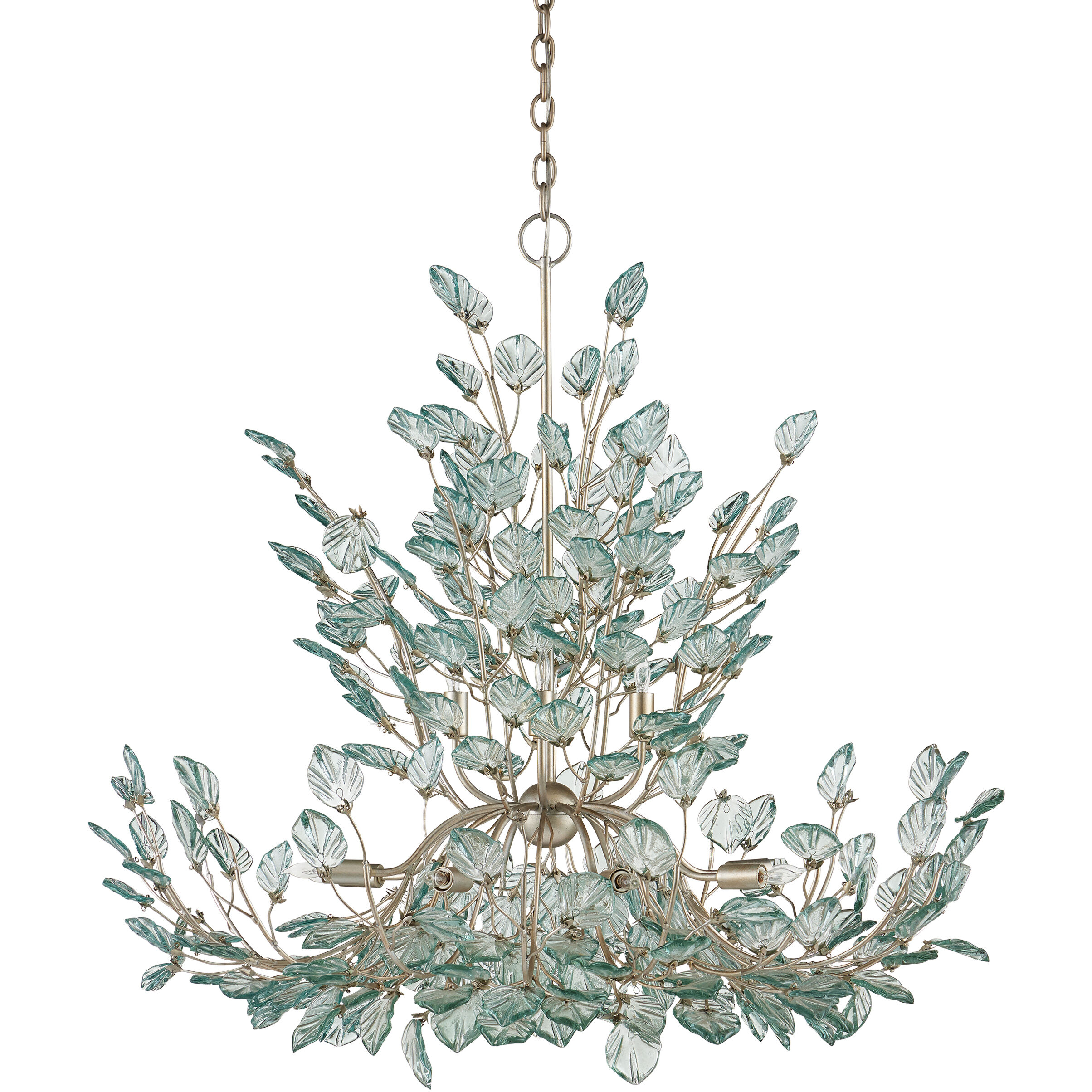 Baobab 12 Light 41 inch Clear/Contemporary Silver Leaf/Contemporary Silver Chandelier Ceiling Light, Large