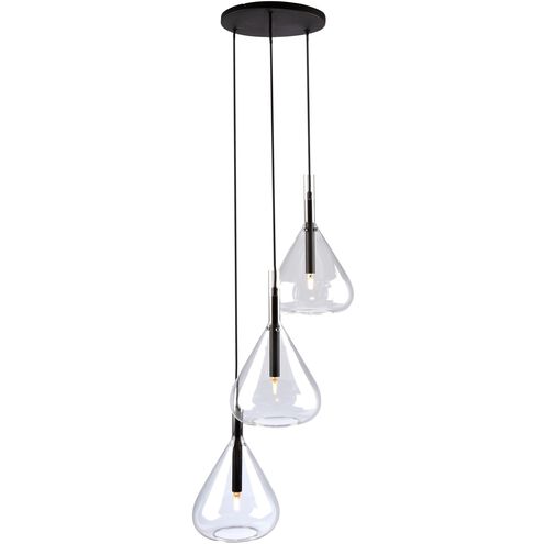 Conic 3 Light 15.4 inch Black Multi Light Pendant Ceiling Light