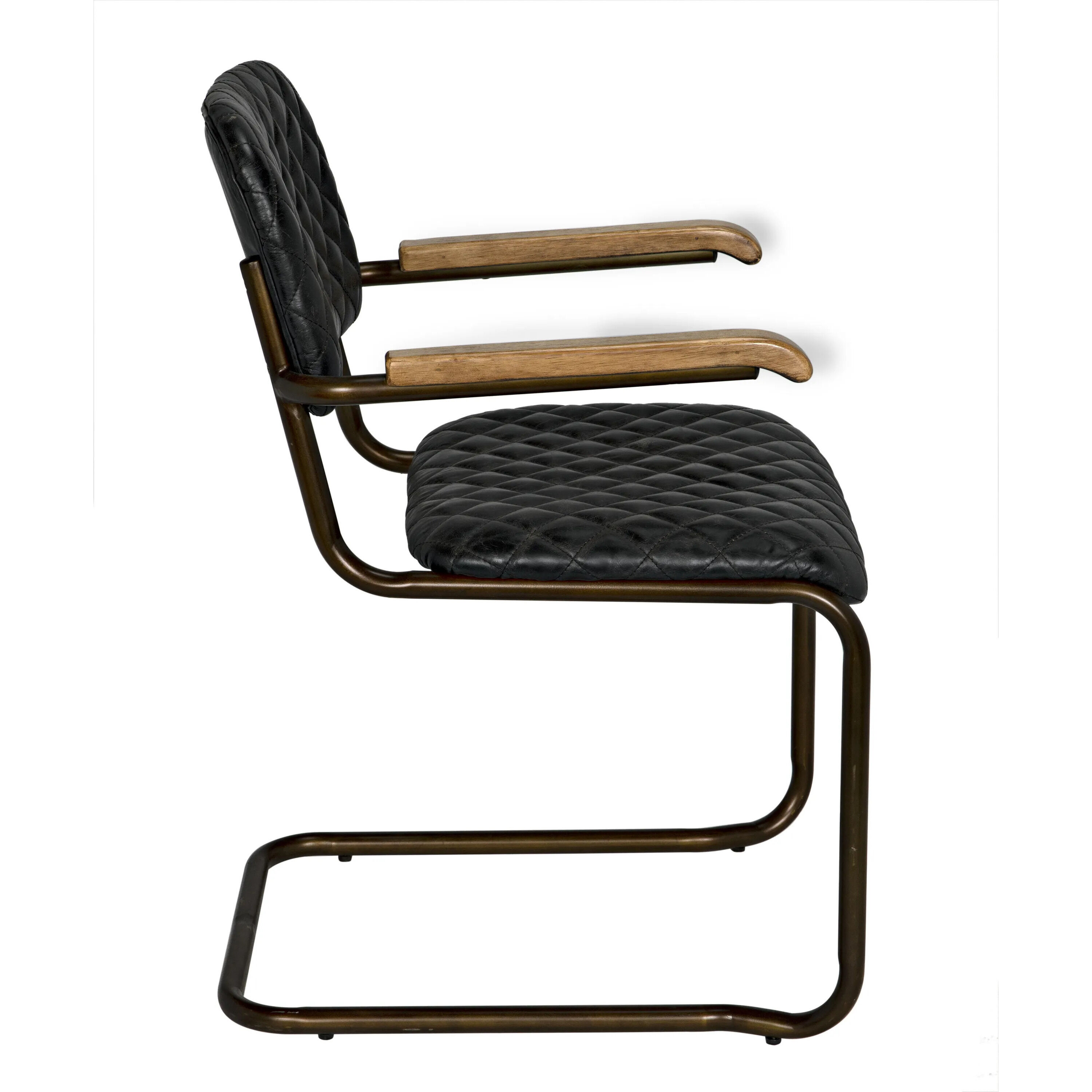 0045 Dark Walnut and Antique Brass Arm Chair