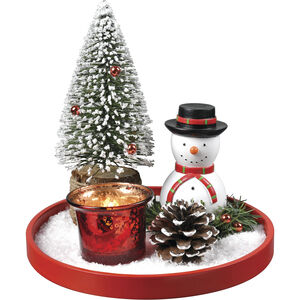 Frosty Red with White and Green Holiday Centerpiece