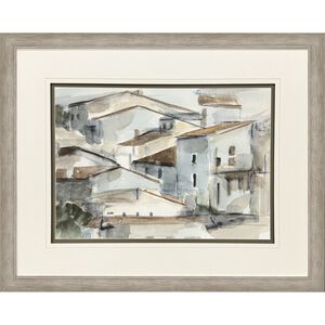 Mountainside Village Gray and Beige and Brown and White Framed Art