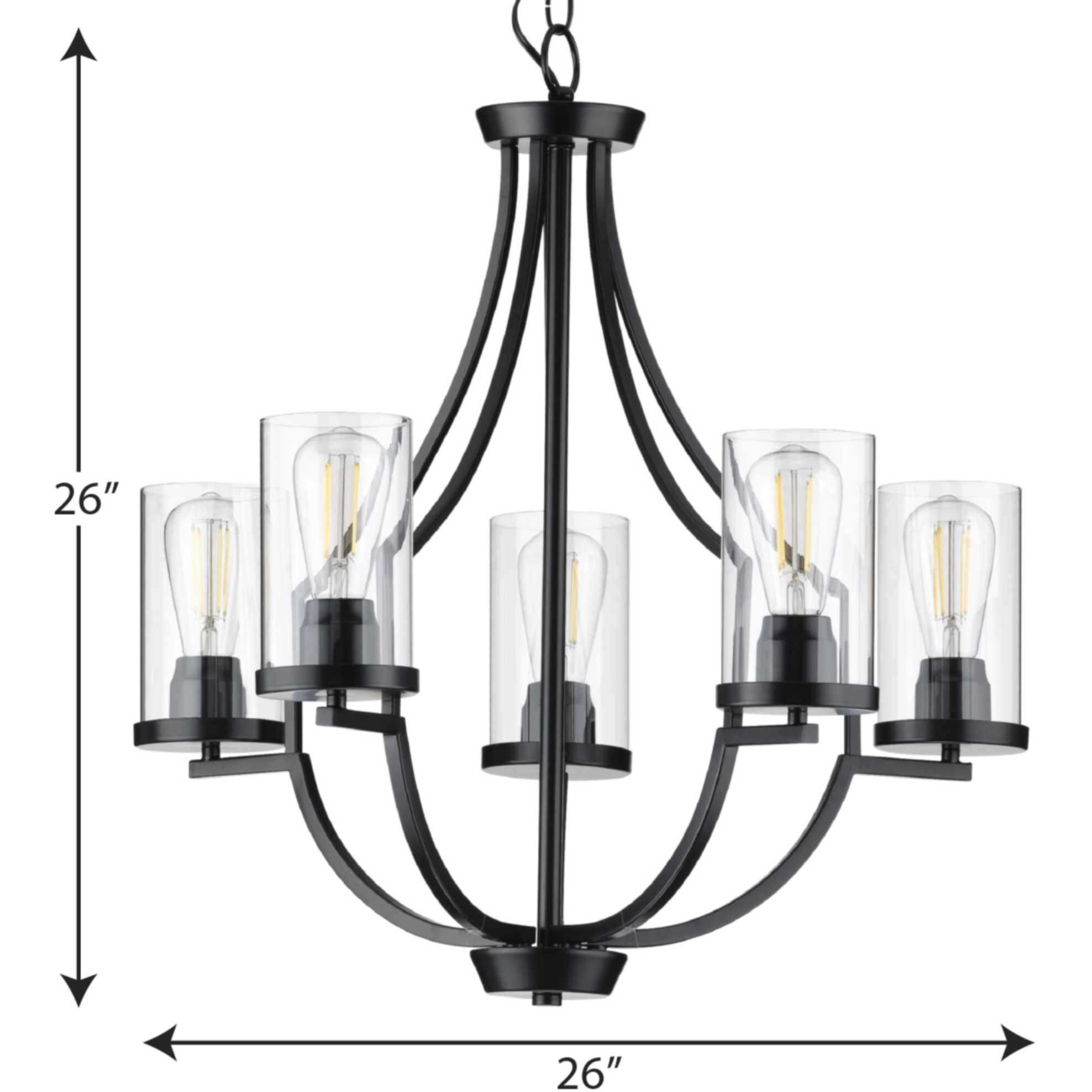 Lassiter 5 Light 26 inch Matte Black Chandelier Ceiling Light
