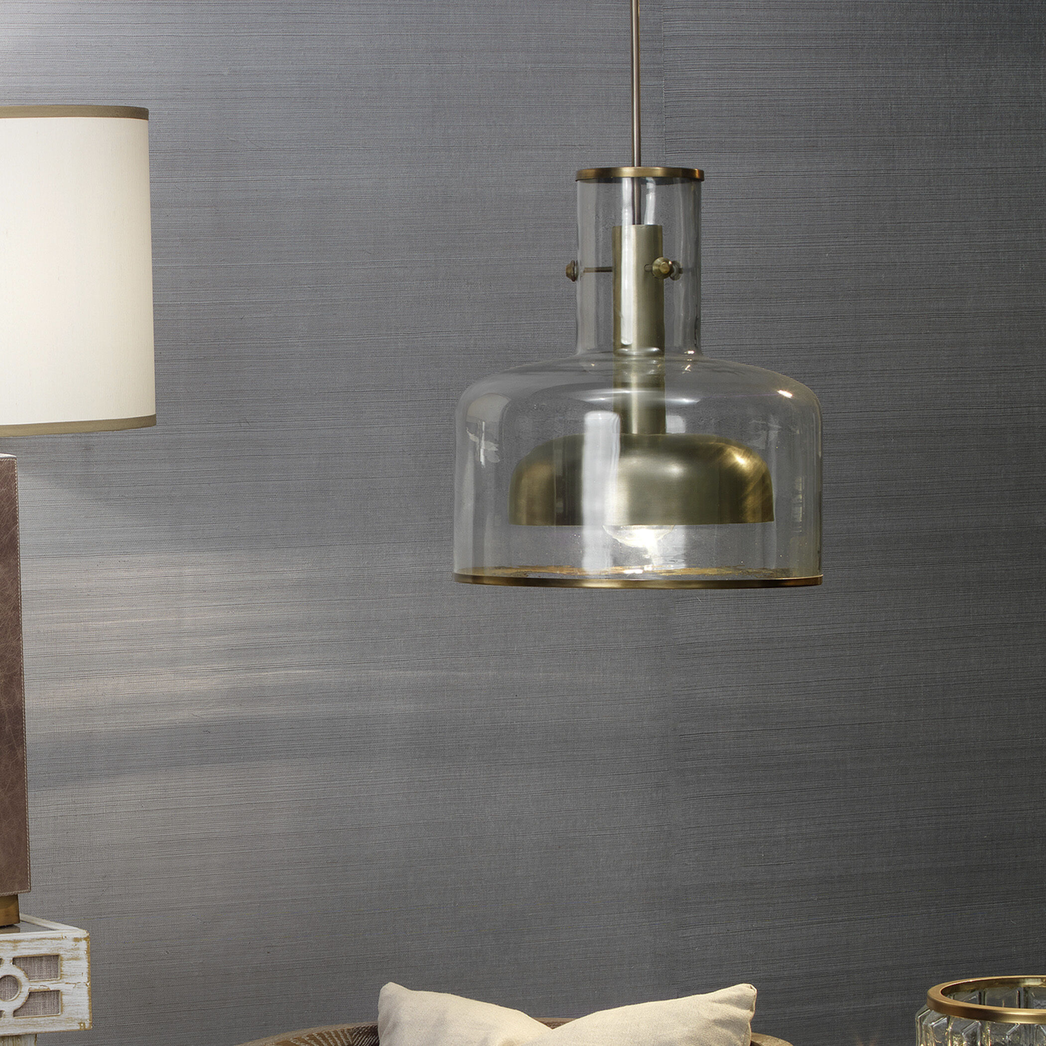 Clyde 1 Light 14.25 inch Clear with Gun Metal Pendant Ceiling Light