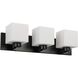 Veda 3 Light 22.75 inch Matte Black Vanity Light Wall Light in White Opal