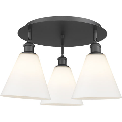 Berkshire 3 Light 19.75 inch Matte Black Flush Mount Ceiling Light in Matte White