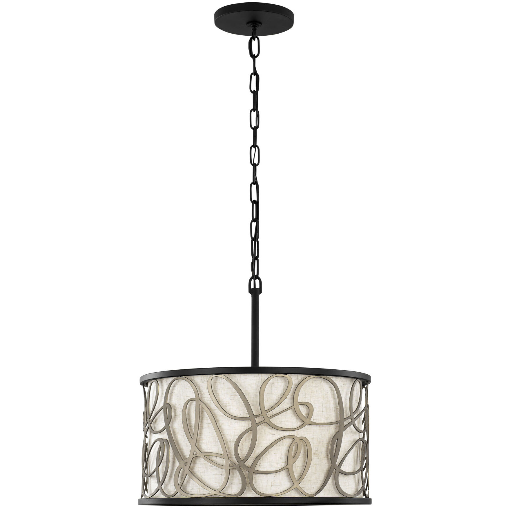 Scribble 3 Light 18 inch Matte Black with Artifact Pendant Ceiling Light, Semi-Flush Convertible, Smithsonian Collaboration