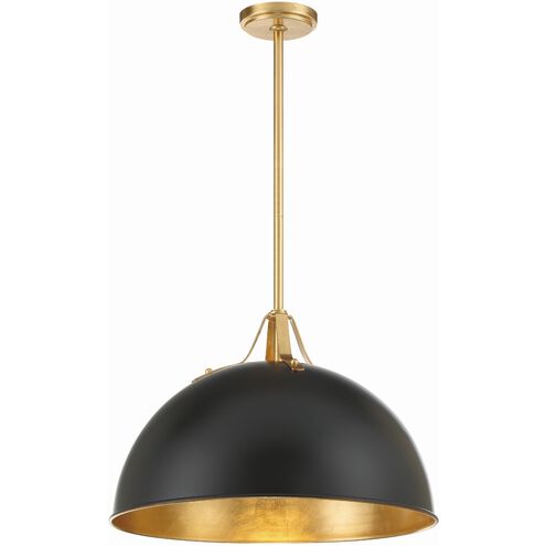 Soto 1 Light 20 inch Matte Black and Antique Gold Chandelier Ceiling Light