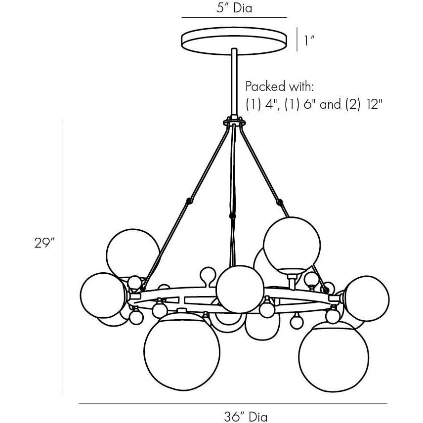 Troon 12 Light 36 inch Antique Brass Chandelier Ceiling Light
