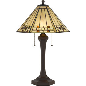Tiffany 26 inch 60 watt Matt Black Table Lamp Portable Light