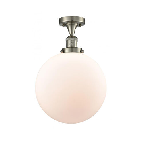 Franklin Restoration XX-Large Beacon 1 Light 12 inch Antique Brass Semi-Flush Mount Ceiling Light in Incandescent, Matte White Glass, Franklin Restoration