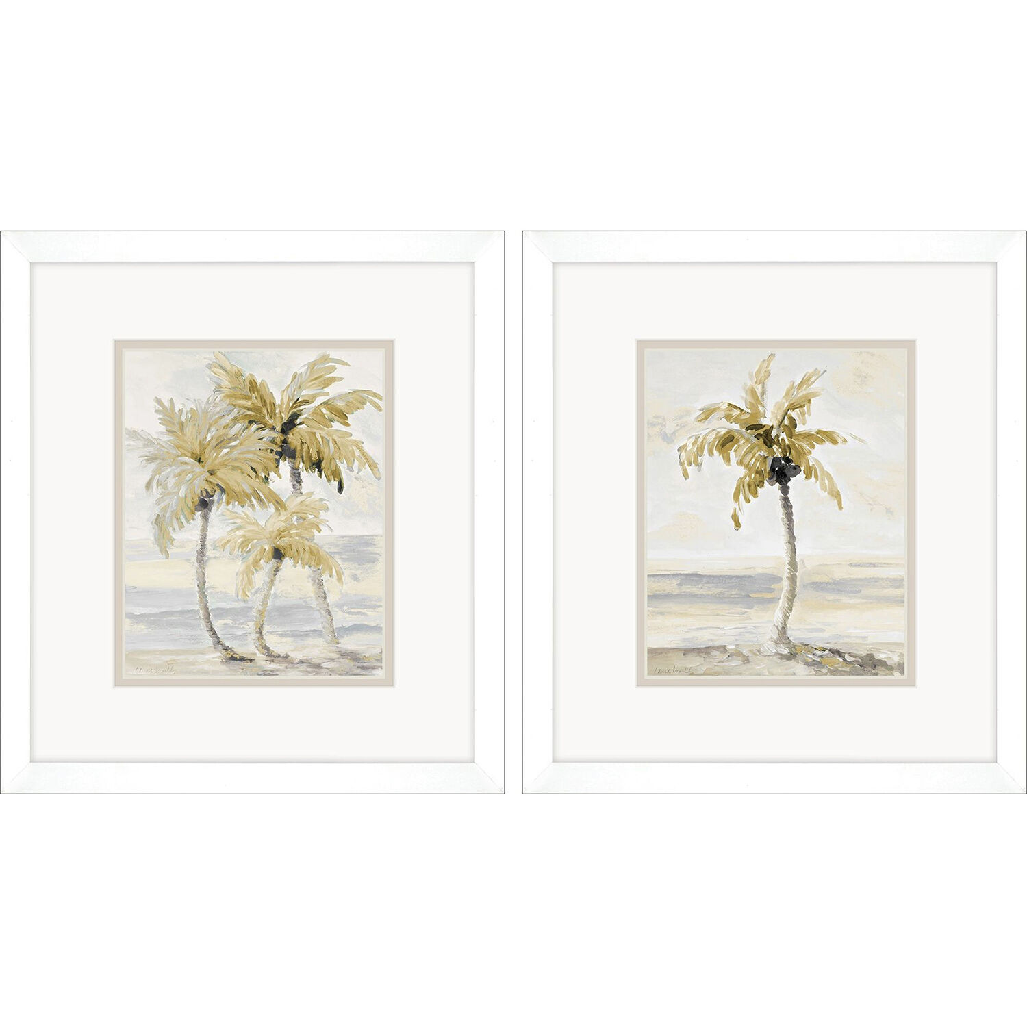 Gold Palm in Paradise Beige and Gray and Neutral Framed Art, Propac