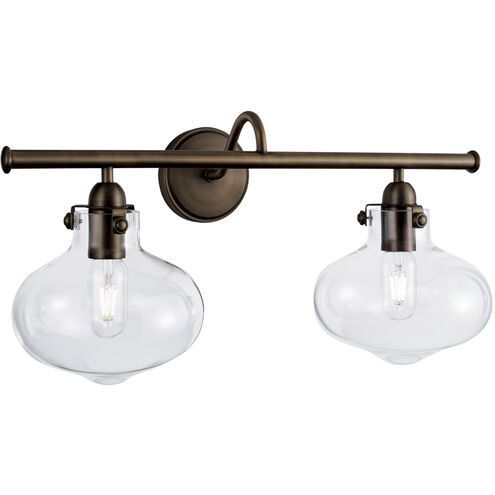 Clara 2 Light 22.75 inch Architectural Bronze with Clear Vanity Light Wall Light