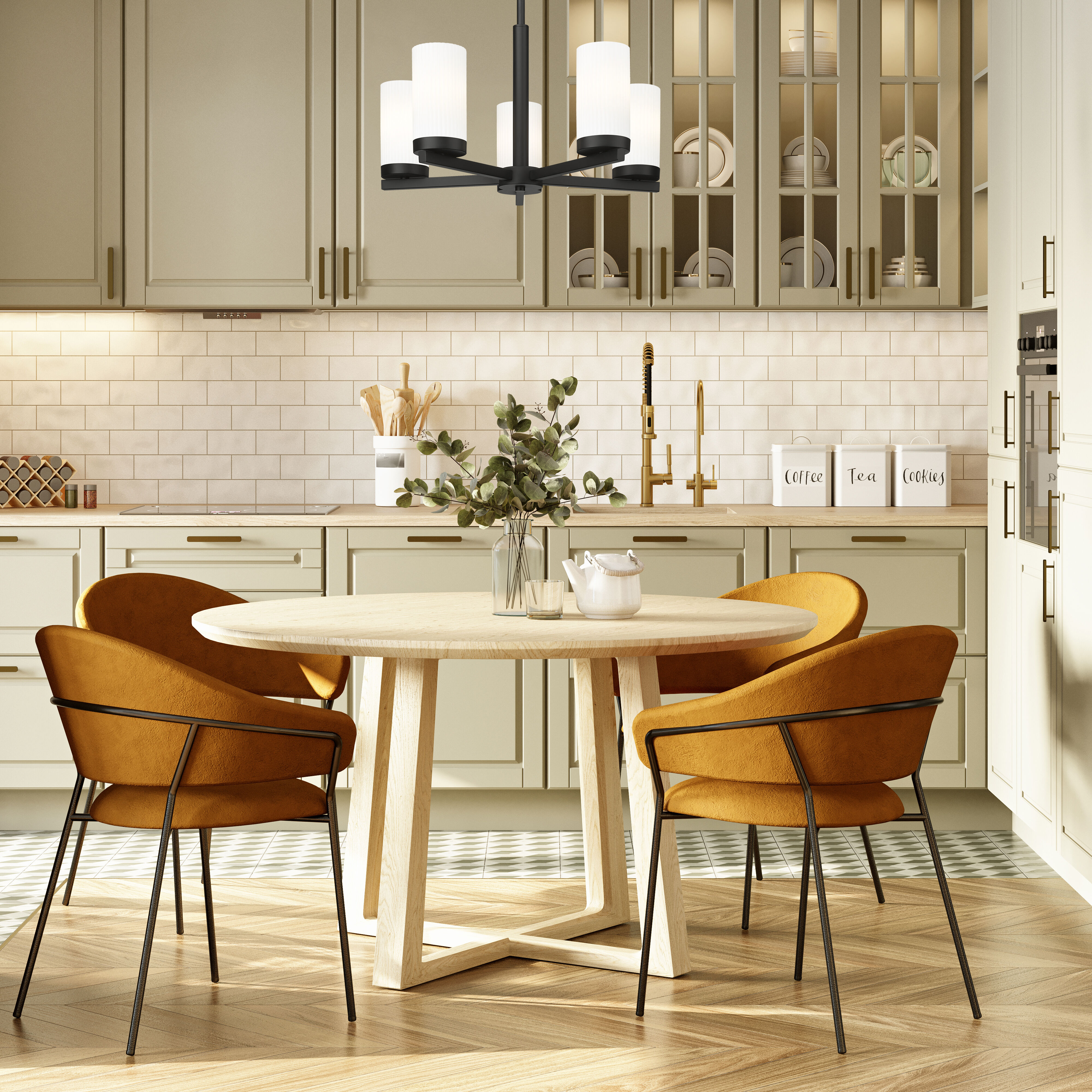 Danica 5 Light 19.5 inch Matte Black Chandelier Ceiling Light