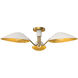 Alora Mood Oscar 3 Light 31.75 inch Aged Gold and White Semi Flush Mount Ceiling Light