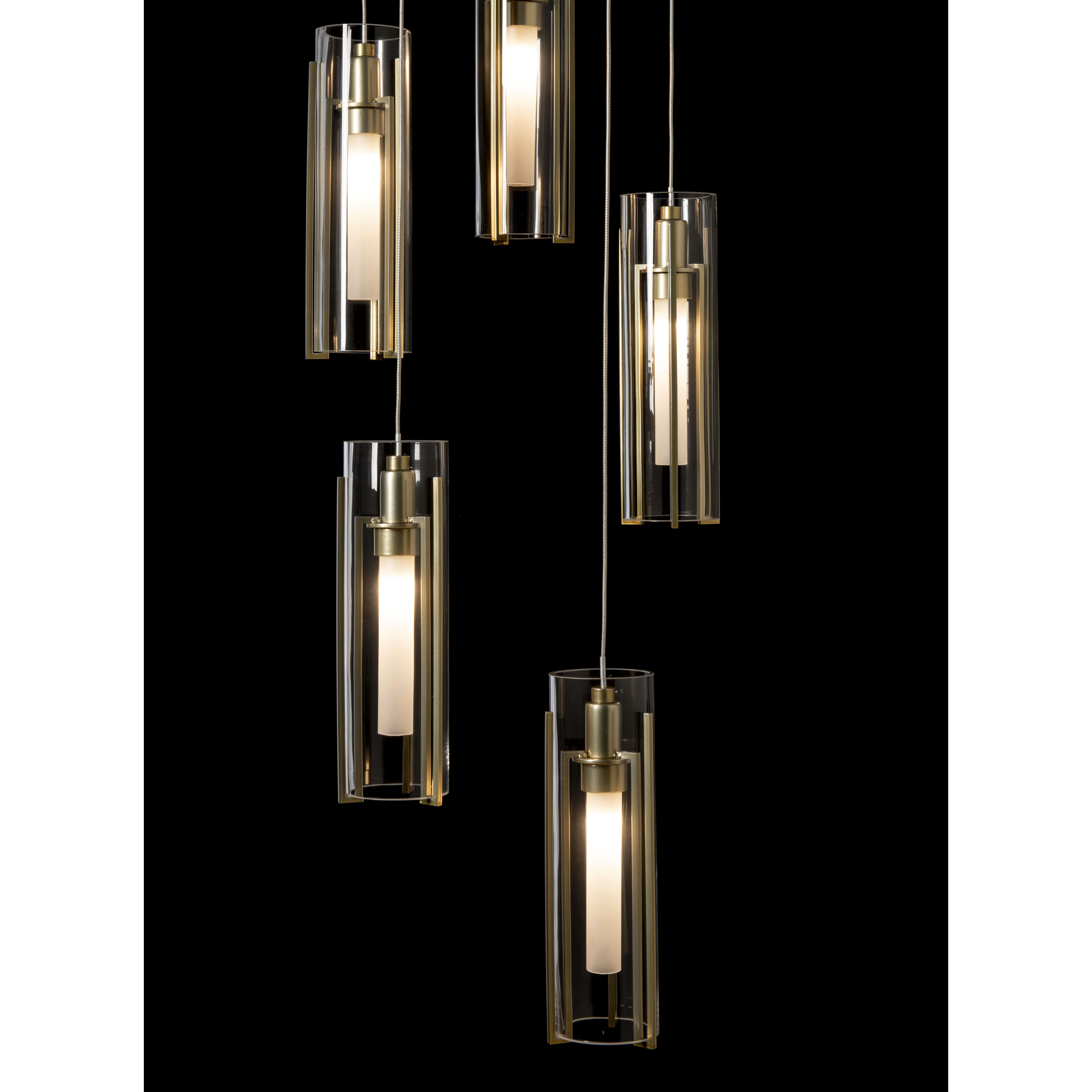 Exos Glass 9 Light 20.5 inch Modern Brass Pendant Ceiling Light in Clear, Round