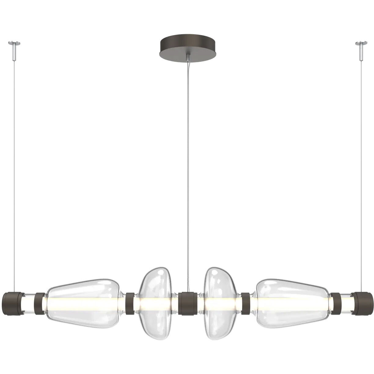 Bolla LED 53.3 inch Burnished Bronze Linear Chandelier Ceiling Light in Amber, Mandrel