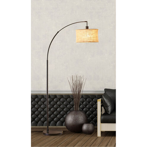 Burlap 68 inch 150.00 watt Antique Bronze Arc Floor Lamp Portable Light, Simplee Adesso