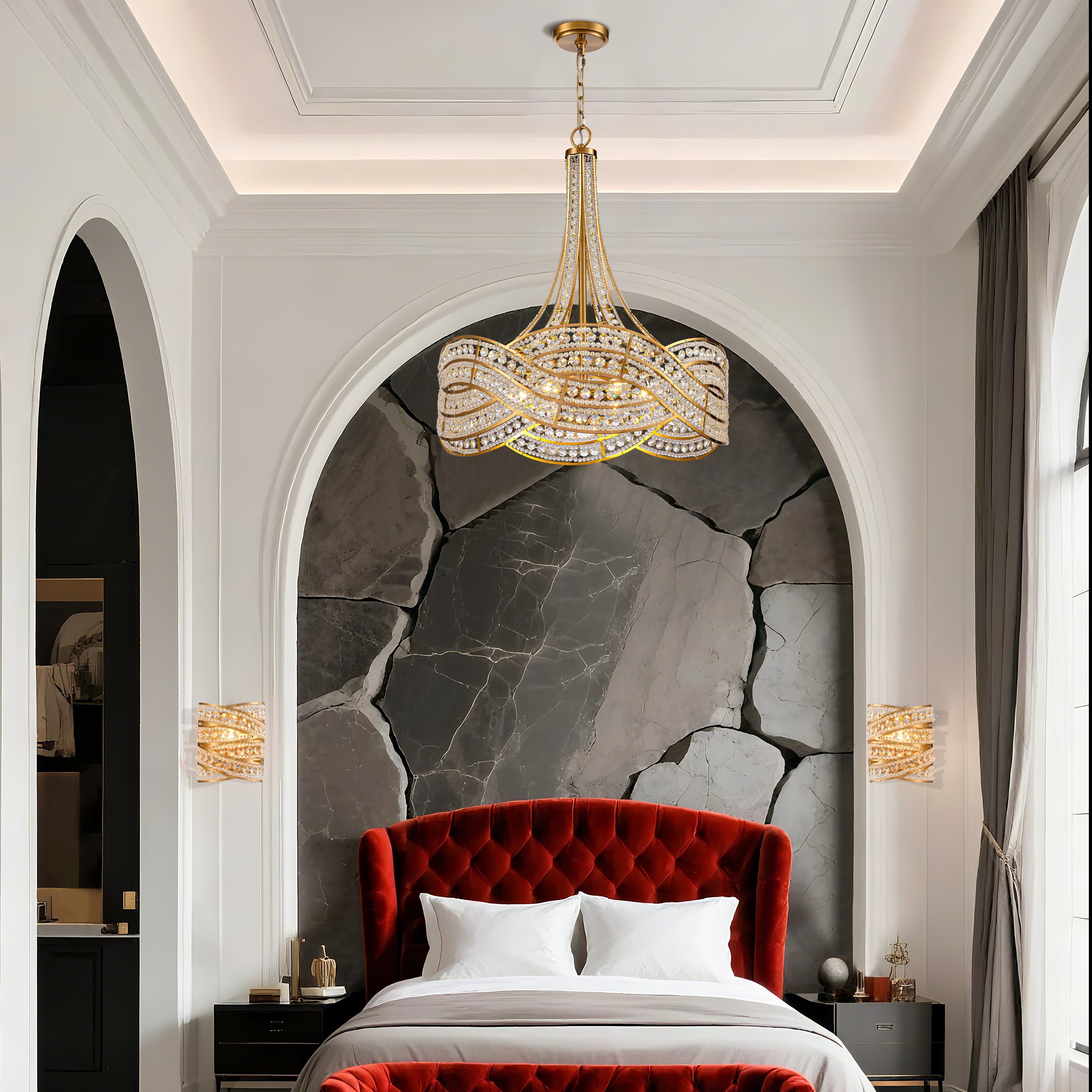 Anastasia 6 Light 23 inch Lacquered Gold Chandelier Ceiling Light