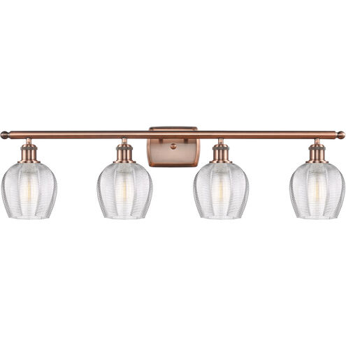 Ballston Norfolk 4 Light 36 inch Antique Copper Bath Vanity Light Wall Light in Clear Glass