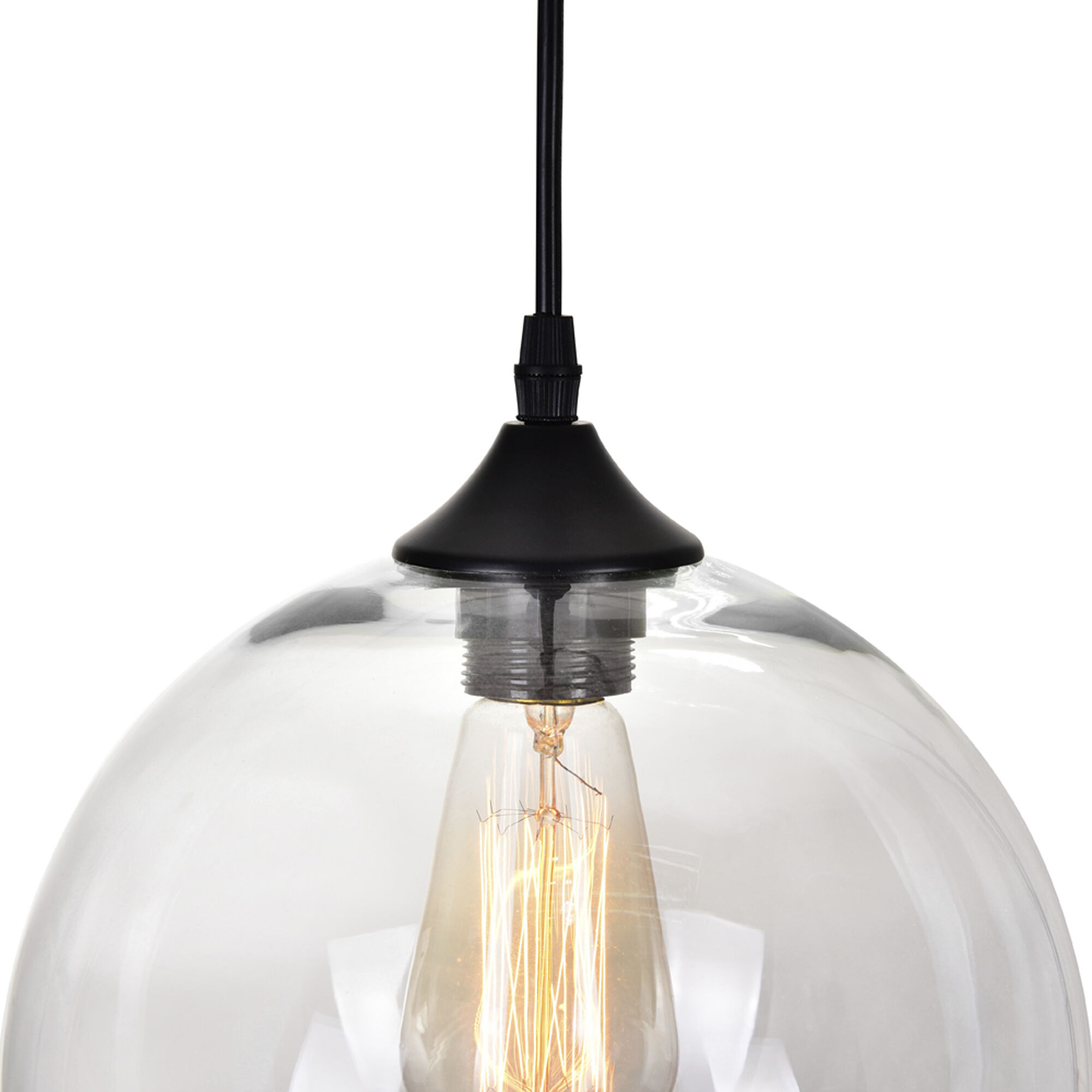 Glass 1 Light 10 inch Black Down Mini Pendant Ceiling Light in Clear