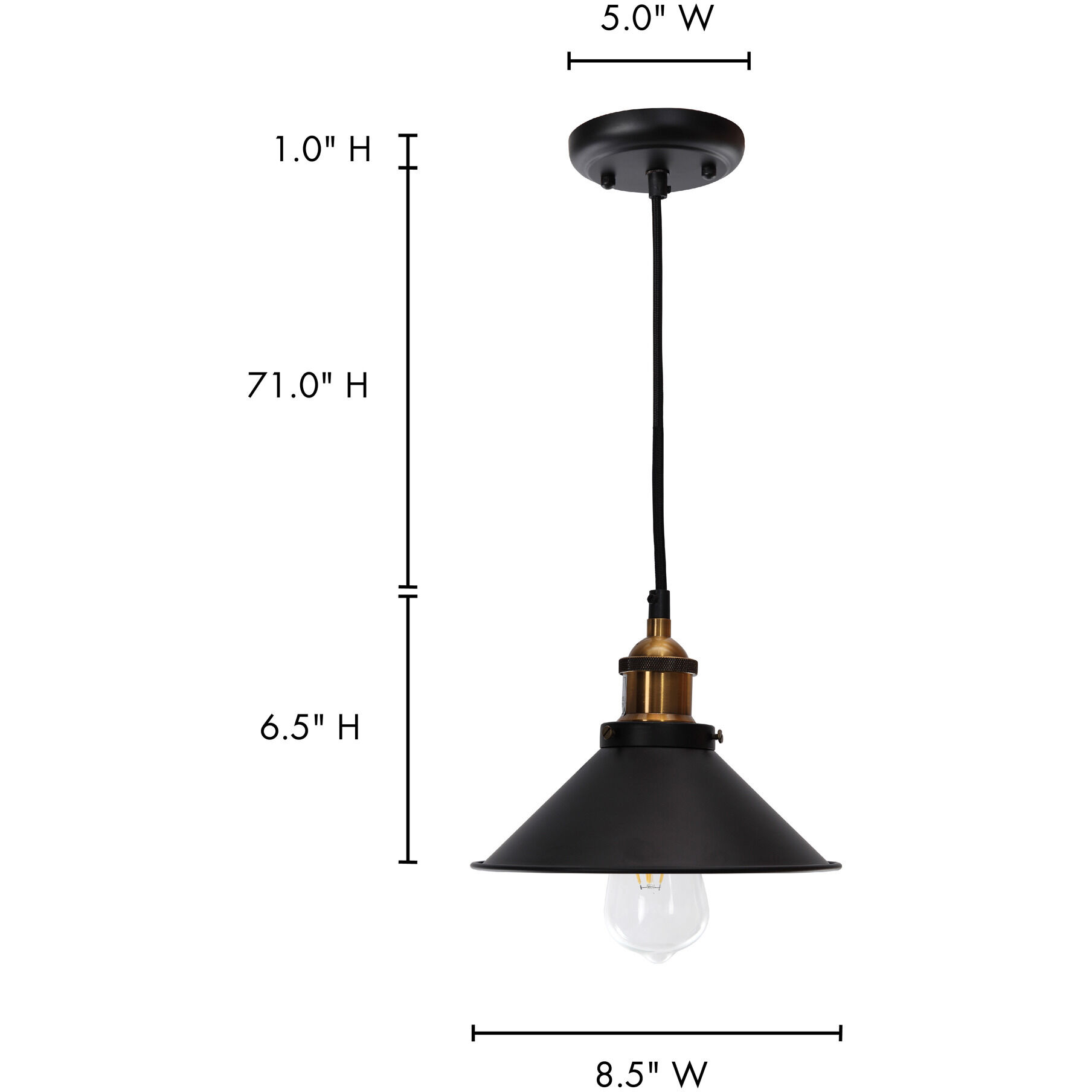 Renata LED 8 inch Black Pendant Lamp Ceiling Light