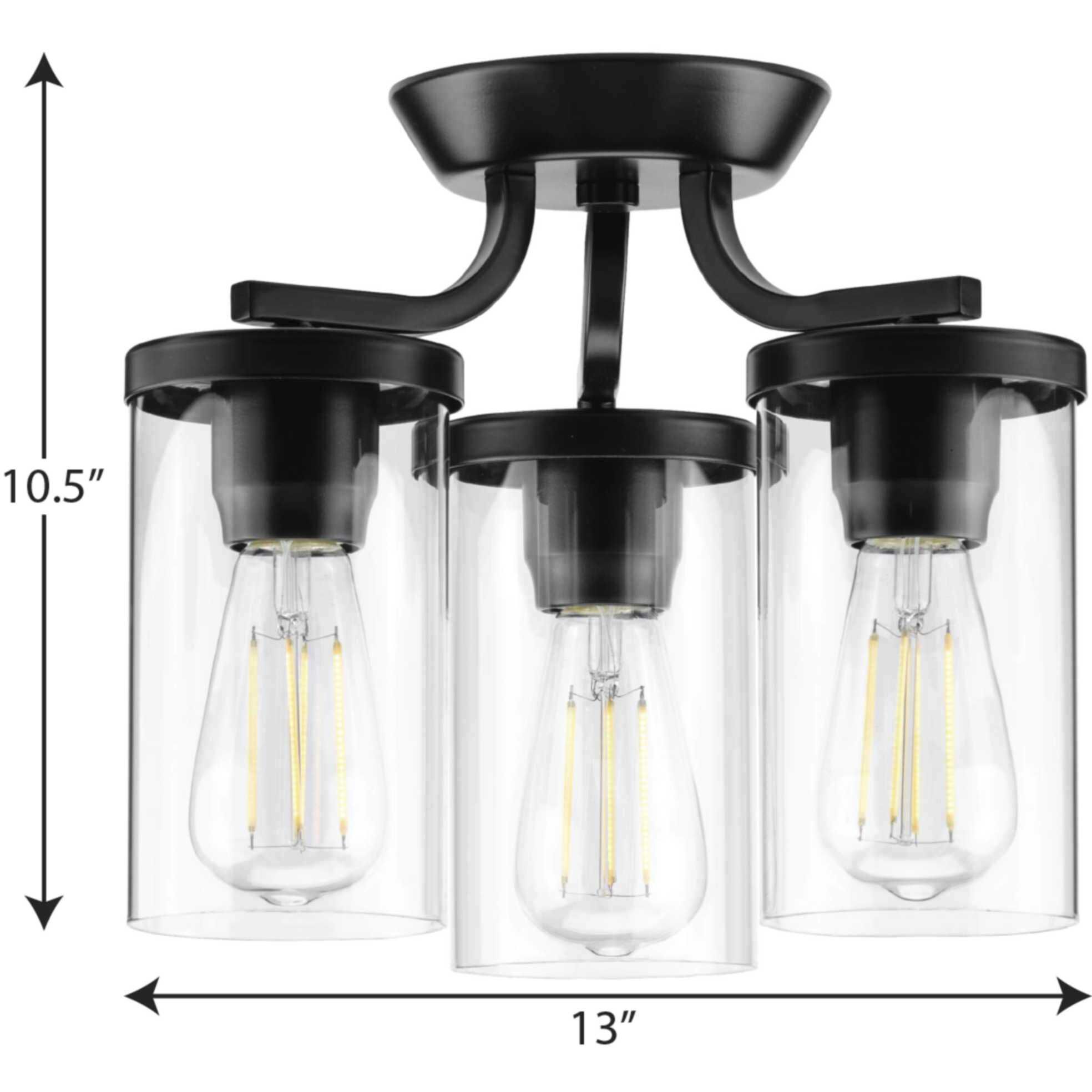 Lassiter 3 Light 13 inch Matte Black Semi-Flush Mount Ceiling Light