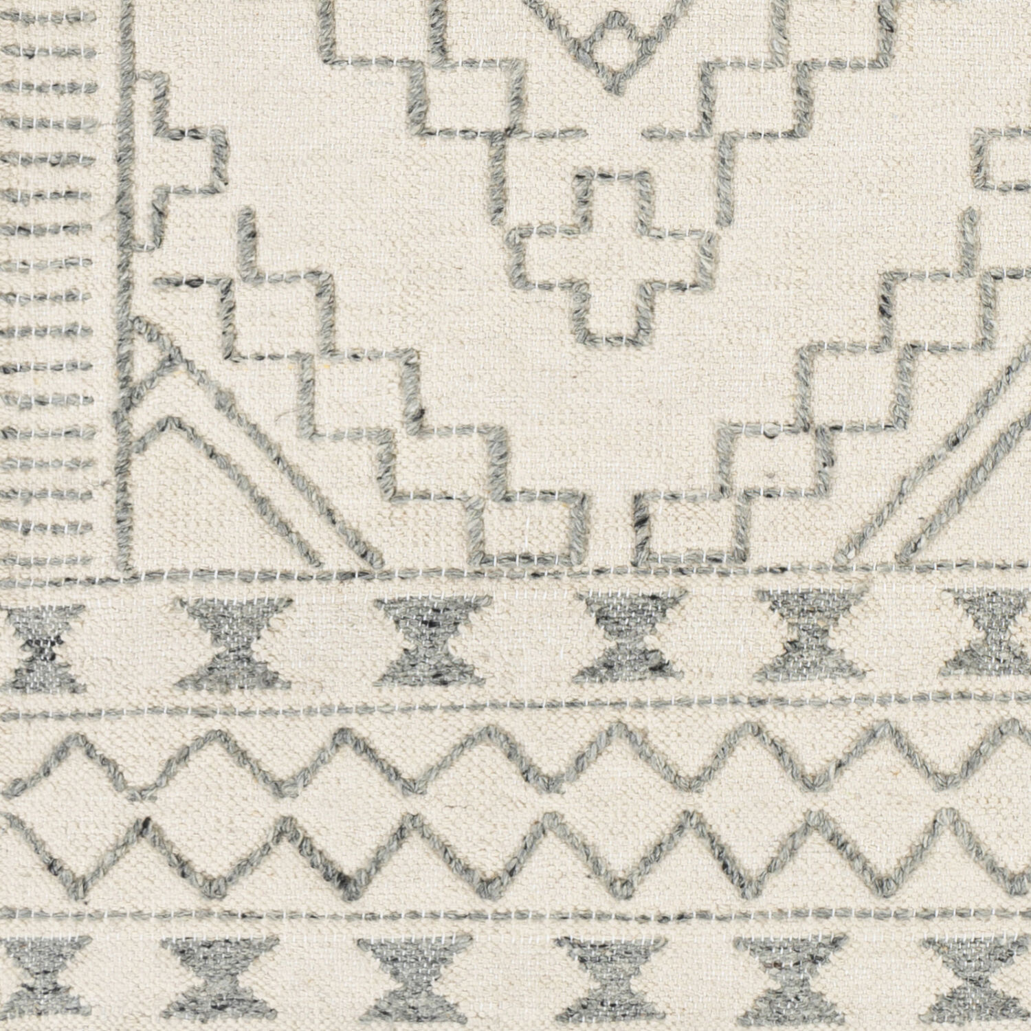 Cheyenne 120 X 96 inch Cream/Gray/Black Handmade Rug in 8 x 10